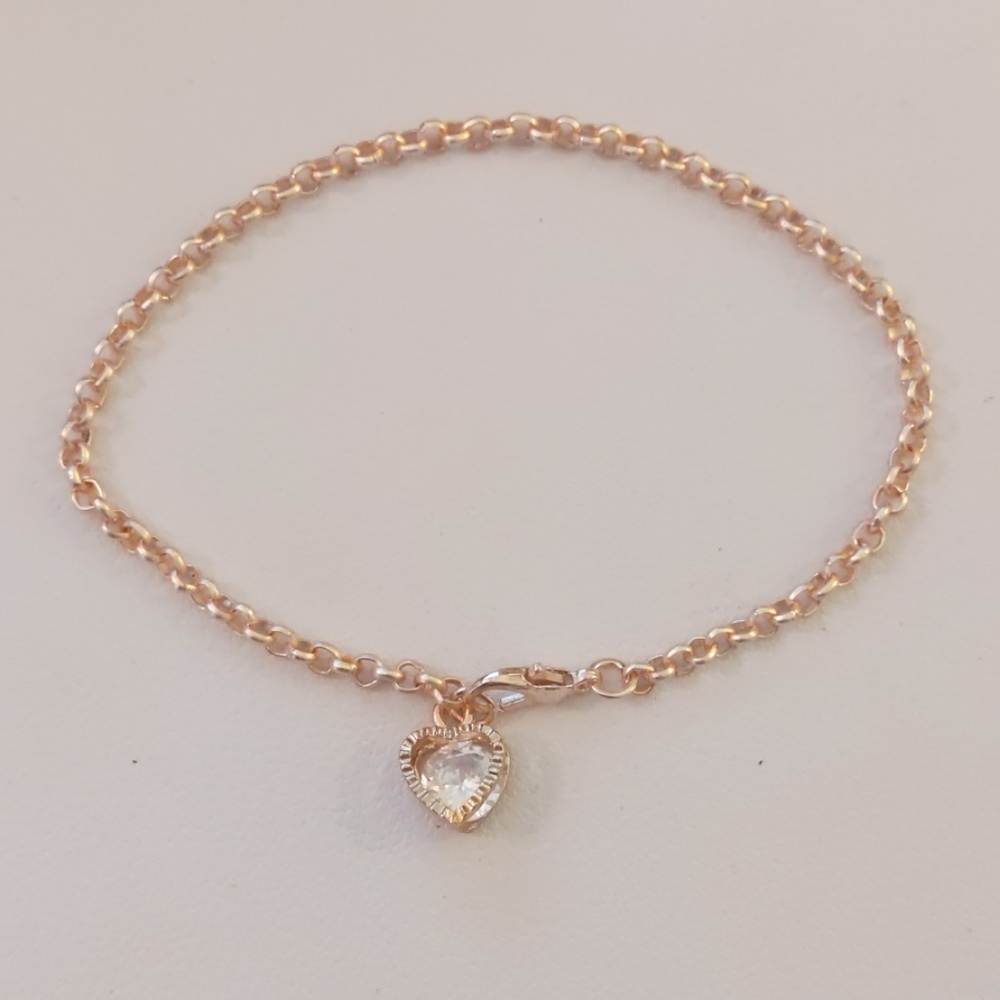 Rosegold Plated Floating Heart Charm Bracelet NEW